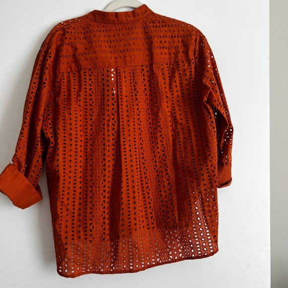 Zara Women's Rust Eyelet Blouse - Picture 3 of 3